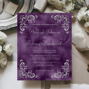 Convite de Casamento em Prata Orçamento Roxo