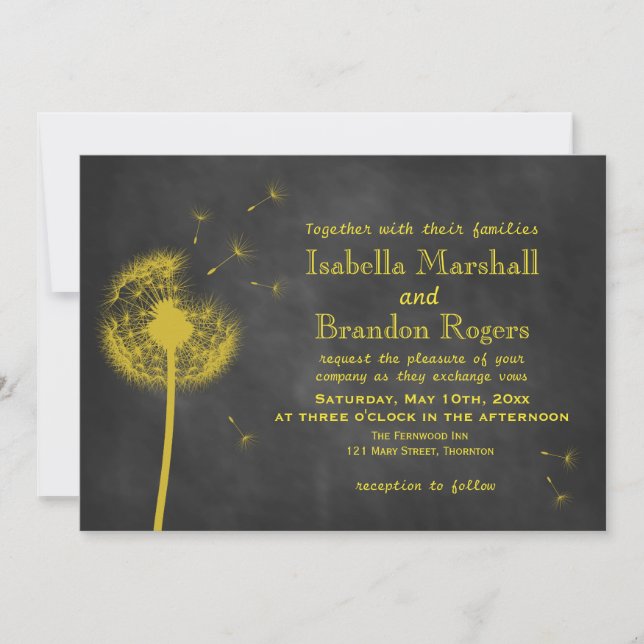 Convite de Casamento em Quadro-Negro Floral de Pri (Frente)