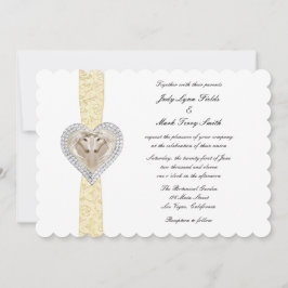 Convite de Casamento em Renda Amarela de Unicórnio