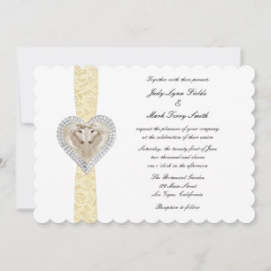 Convite de Casamento em Renda Amarela de Unicórnio