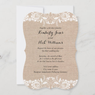 Convite de Casamento em Renda Branca Doce com Burl