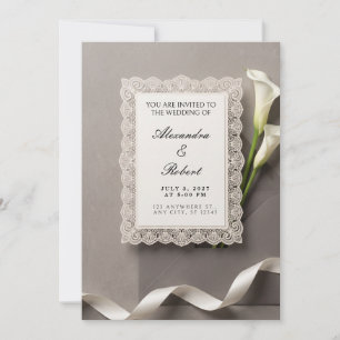 Convite de casamento em renda cortada a laser com 