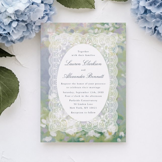 Convite de Casamento em Renda Floral Pastel (Criador carregado)