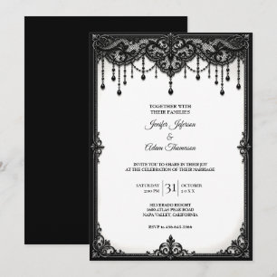 Convite de Casamento em Renda Preta