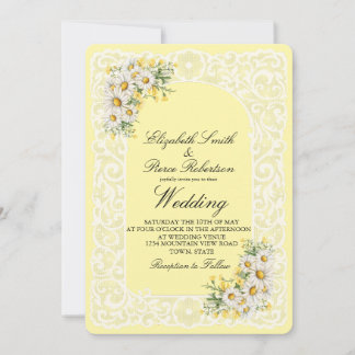 Convite de Casamento em Renda Vintage e Margaridas