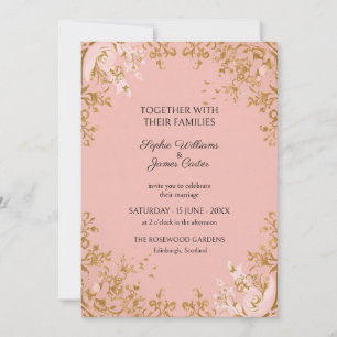 Convite de Casamento em Rosa Bege com Filigrana Fl