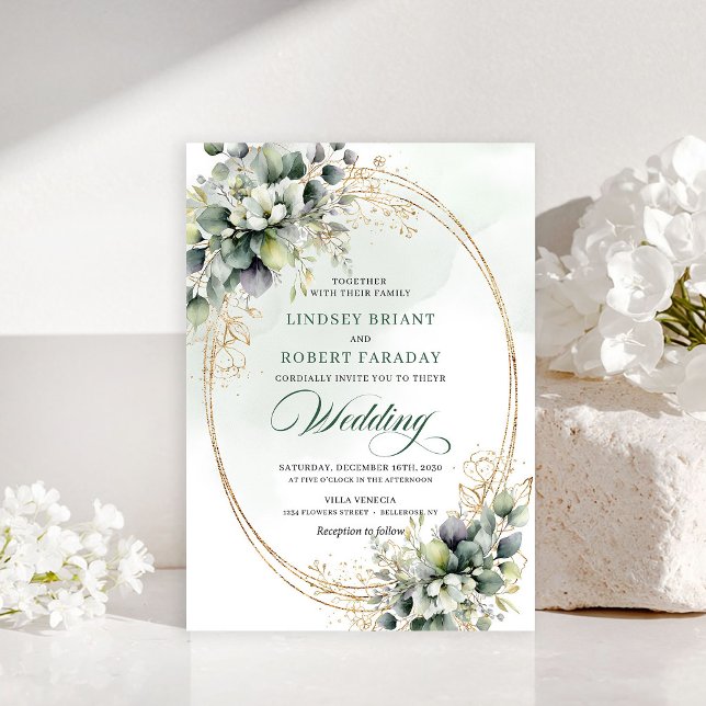 Convite de casamento em rosa dourada branca linda (Beautiful white rose gold wedding invitation)