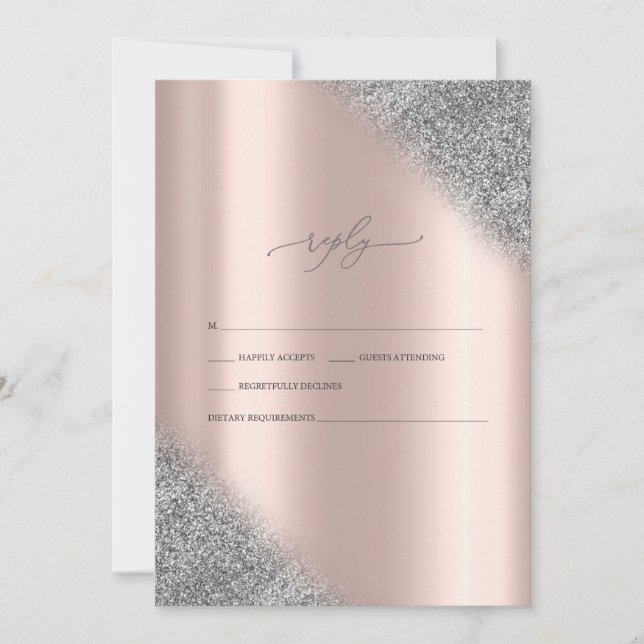 Convite de Casamento em Rose Gold com Degradê de B (Frente)
