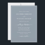 Convite de Casamento em Script Azul Empoeirado<br><div class="desc">Convite de Casamento em Script Azul Empoeirado. Torne o seu convite de casamento tão memorável quanto o seu dia especial com este design chique e sofisticado. Apresentando uma aparência minimalista simples com um toque tradicional clássico, este convite moderno apenas com texto apresenta uma caligrafia manuscrita com uma moldura de borda...</div>