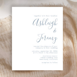 Convite de Casamento em Script Azul Poeirento Orça