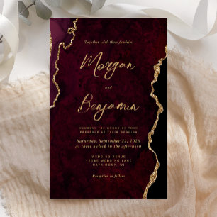 Convite de Casamento em Script com Ágata Dourada d