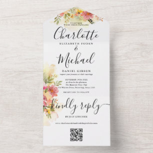 Convite de Casamento em Script de Assinatura Flora