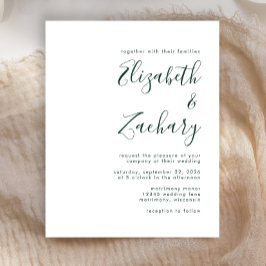 Convite de Casamento em Script Esmeralda Verde Orç
