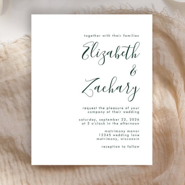 Convite de Casamento em Script Esmeralda Verde Orç (Criador carregado)