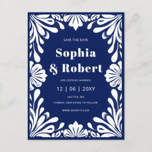 Convite de casamento em Talavera Azul Marinho Mexi