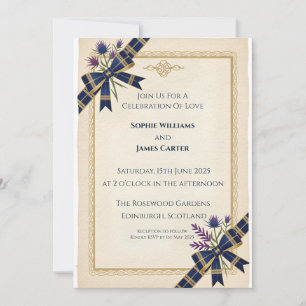 Convite de Casamento em Tartã Celta Cardo Escocês