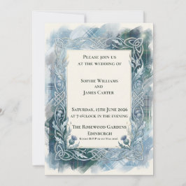 Convite de Casamento em Tartã Celta Verde Escuro