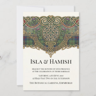 Convite de Casamento em Tartan Celta