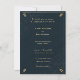 Convite de Casamento em Tecido Escocês Thistle Azu