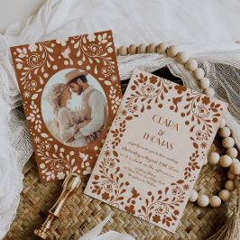 Convite de Casamento em Terracota Bege Fiesta Mexi
