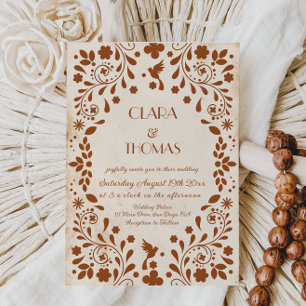 Convite de Casamento em Terracota Bege Fiesta Mexi