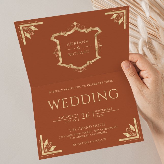 Convite de Casamento em Terracota com Código QR e  (Criador carregado)