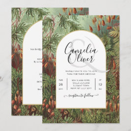 Convite de casamento em terracota verde botânico v