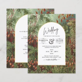 Convite de casamento em terracota verde botânico v