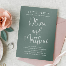 Convite de casamento em tipografia script verde sa