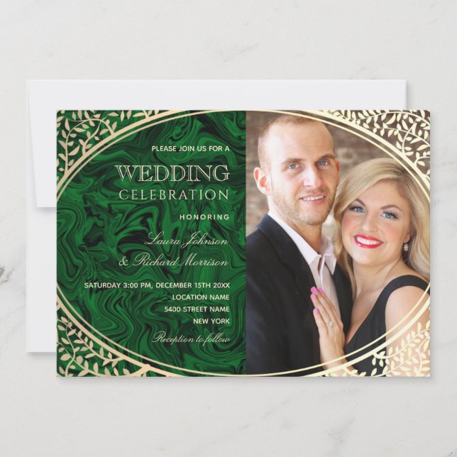 Convite de Casamento em Tons de Joia (Frente)
