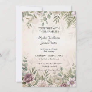 Convite de Casamento em Tons de Malva e Samambaia