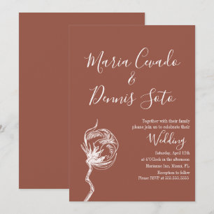 Convite de casamento em tons terrosos com flores d