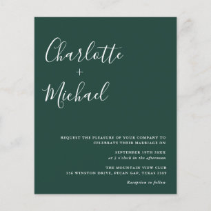 Convite de Casamento em Verde Esmeralda Minimalist