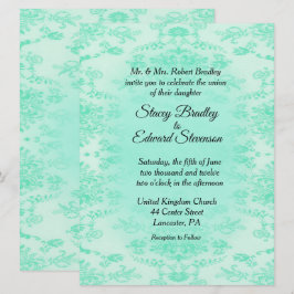 Convite de Casamento em Verde Menta Damask
