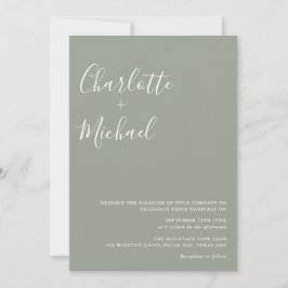 Convite de Casamento em Verde Sage com Letra Minim