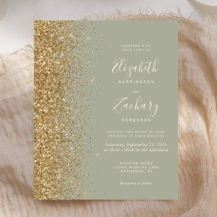 Convite de Casamento em Verde Sage Dourado com Bri