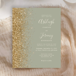 Convite de Casamento em Verde Sage Dourado com Bri