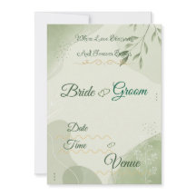 Convite de Casamento em Verde Salvia, Botânica Ele