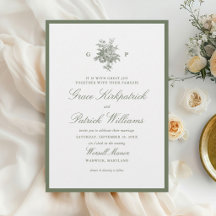Convite de Casamento em Verde Sálvia Clássico com 