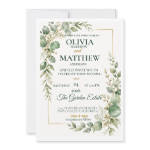 Convite de Casamento em Verde Salvia Eucalipto