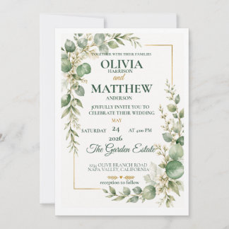 Convite de Casamento em Verde Salvia Eucalipto