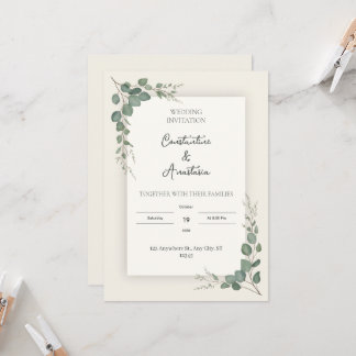 Convite de Casamento em Verde Salvia Eucalipto