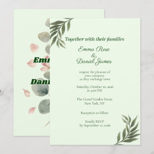 Convite de Casamento em Verde Salvia Eucalipto B