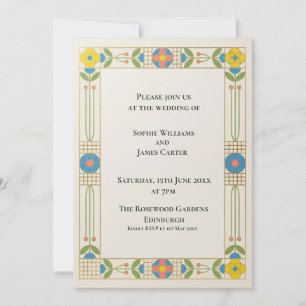 Convite de Casamento em Vidro Colorido Art Déco