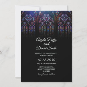 Convite de Casamento em Vidro Colorido Gótico