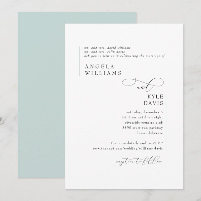 Convite de Casamento em Vidro Marinho Moderno (Frente/Verso)