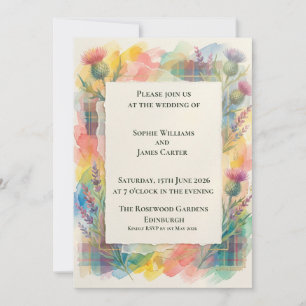 Convite de Casamento em Xadrez Purple Heather