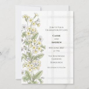 Convite de Casamento em Xadrez Yellow Primrose