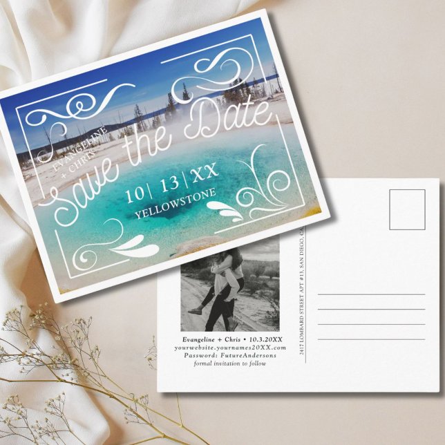 Convite de casamento em Yellowstone para guardar a (Yellowstone Wedding Save the Date Postcard)