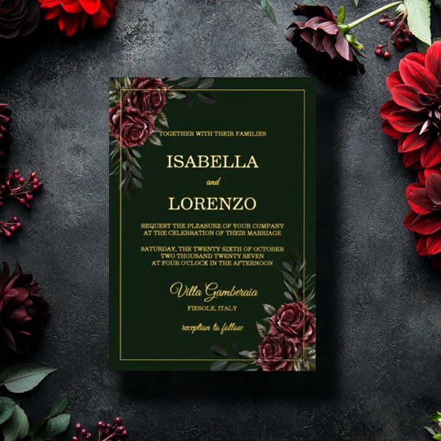 Convite de Casamento Emerald Elegance (Criador carregado)